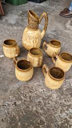 Vintage servies van keramiek - karaf + 6 kopjes (jaren 70), Huis en Inrichting, Ophalen of Verzenden, Keramiek