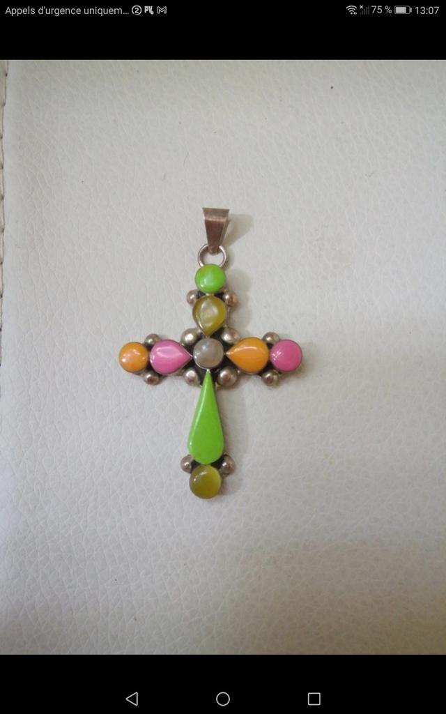 Magnifique Croix en Argent Mexico, Bijoux, Sacs & Beauté, Enlèvement ou Envoi, Argent, Pendentif