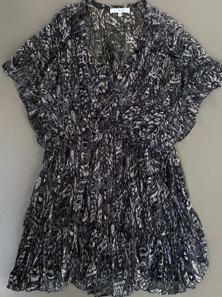 Weinig gedr dubbellaagse voile jurk Iro, blauwtinten, Kleding | Dames, Verzenden, Zo goed als nieuw, Maat 38/40 (M), Blauw