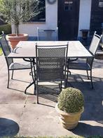 Arduinen tafel + 4 gietijzeren stoelen., Ophalen