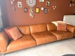 Grote cognac lederen zetel 4 zit – 3,20 m – Domicil, Huis en Inrichting, Zetels | Zetels, Ophalen, 300 cm of meer, Leer, Zo goed als nieuw