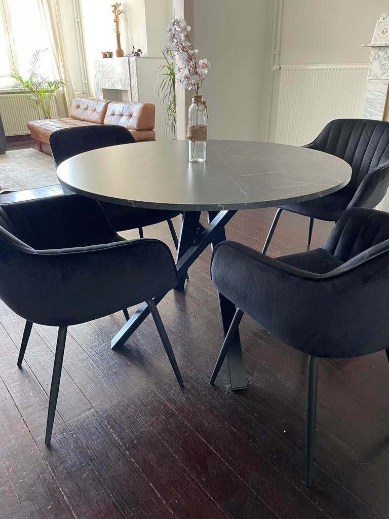 4 Velvet stoelen, Huis en Inrichting, Ophalen, Gebruikt, 50 tot 100 cm, 50 tot 100 cm