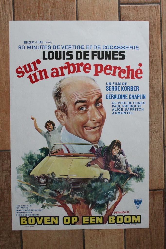filmaffiche Louis De Funes sur un arbre perché filmposter, Collections, Posters & Affiches, Enlèvement ou Envoi, Rectangulaire vertical