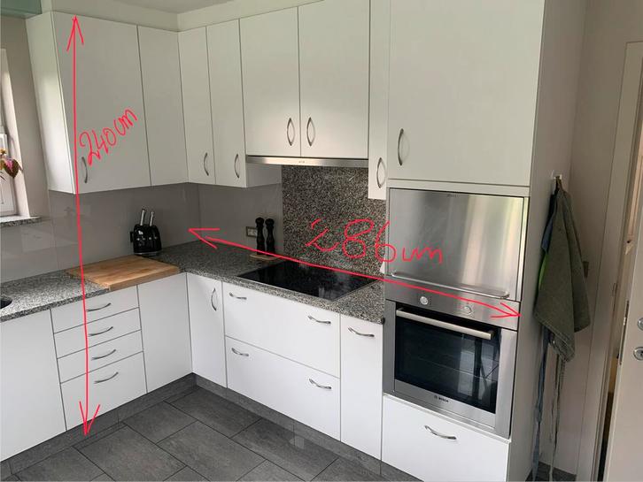 Keuken, Huis en Inrichting, Keuken | Complete keukens, Gebruikt, Hoekkeuken, Wit, Graniet of Steen, Ophalen