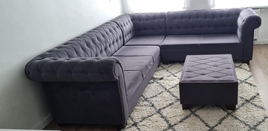 Sofa/ Hoeksalon / meubel / zetel (chesterfield), Maison & Meubles, Canapés | Sofas & Chaises Longues, Utilisé, Quatre personnes ou plus