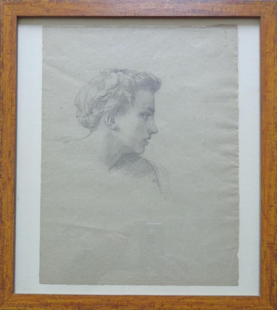 ONBEKEND / VROUWENHOOFD / ORIGINEEL WERK / 37x33cm / KADER, Enlèvement ou Envoi