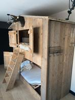 Uniek Huisjes-Stapelbed van Geschuurd Steigerhout, Enlèvement, Comme neuf, Garçon ou Fille