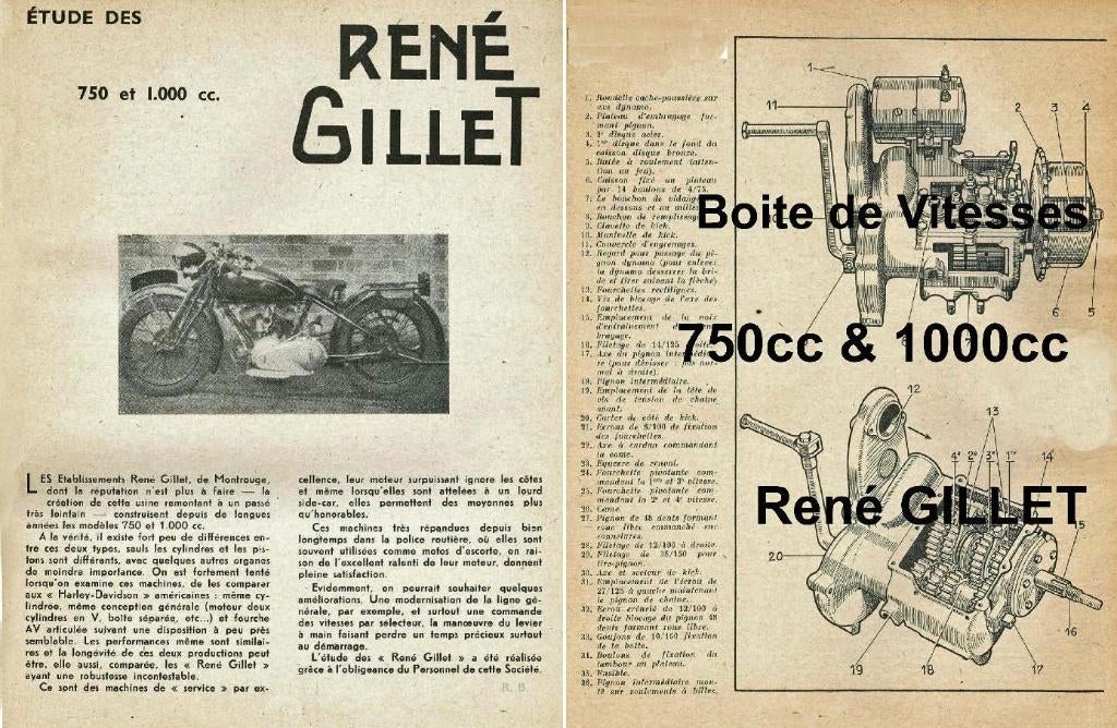 RTM René GILLET 1000 - 750 - 125 - 100cc en Français., Enlèvement ou Envoi