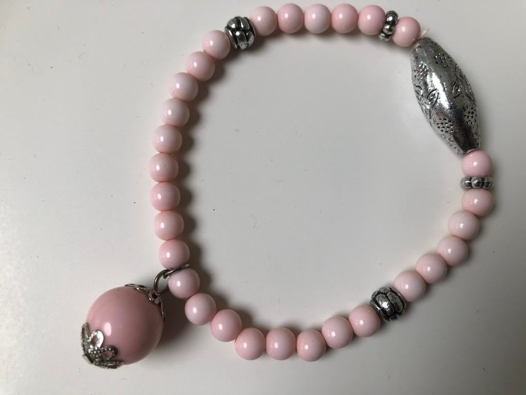 Armband roze en zilverkleurige accenten, Enlèvement, Comme neuf, Rose