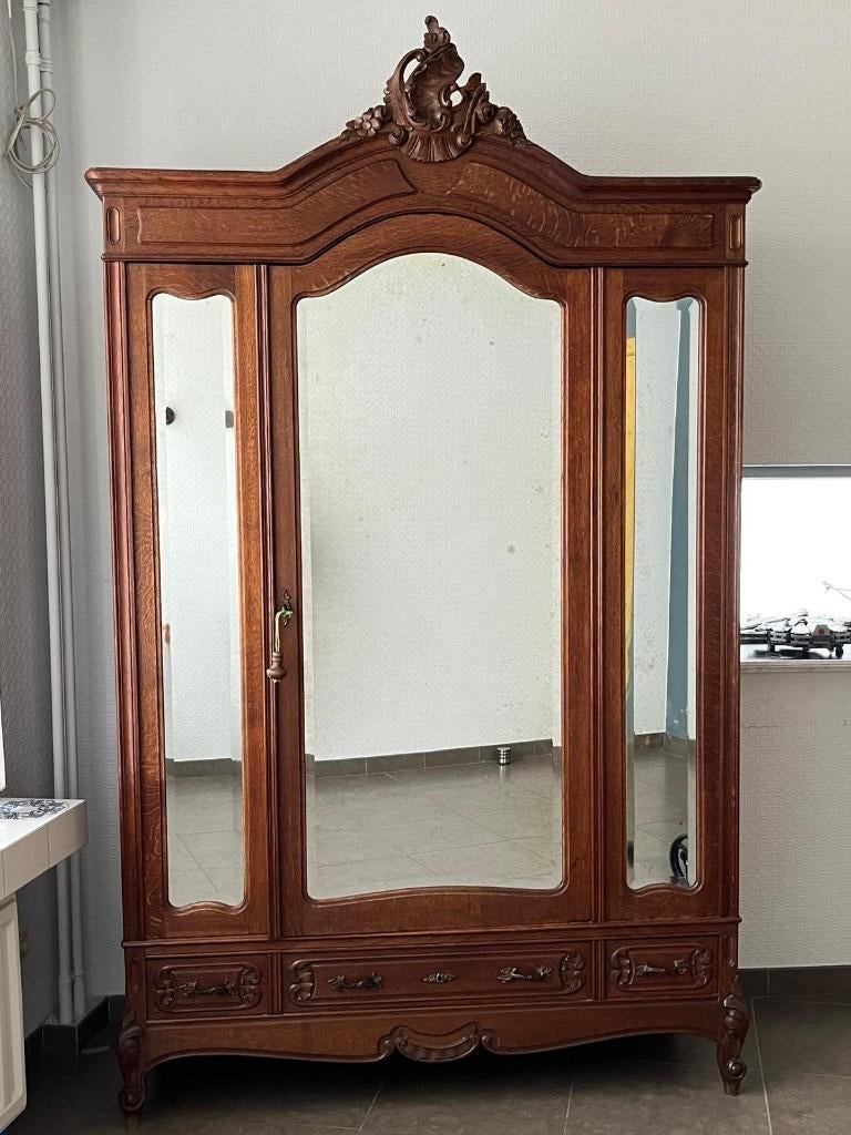 Antieke kleerkast met spiegels, Antiquités & Art, Enlèvement