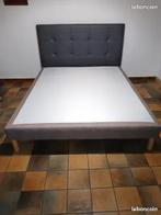 Lit complet de 160 x 200 avec matelas et tête de lit neuf, Enlèvement, Gris, 200 cm