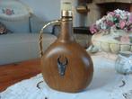bouteille pichet recouvert cuir, vide avec bouchon vintage, Collections, Enlèvement ou Envoi, Comme neuf