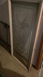 Gezandstraald glas met tekening in houten kader, Antiek en Kunst, Ophalen