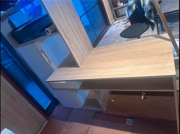 L-vormige balie / bureau met opbergruimte – topstaat!, Maison & Meubles, Mobilier complet, Enlèvement