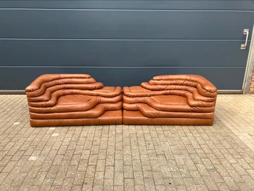 2x De Sede Terrazza Ds-1025 (rechts & links element) Cognac, Huis en Inrichting, Zetels | Voetbanken en poefs, Leer, Ophalen of Verzenden