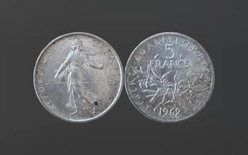 Zilveren muntstuk 5 Franc ( Frankrijk)  1962 