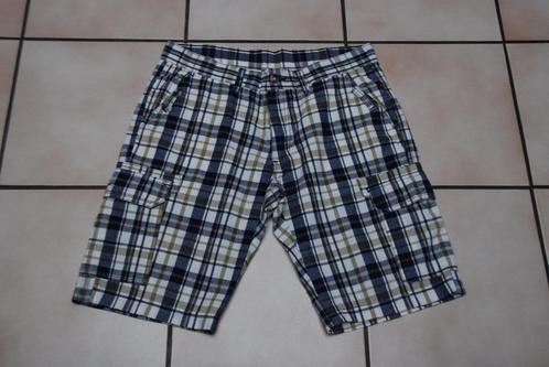 Marineblauwe en kaki geruite bermuda maat M (48/50) TBon, Kleding | Heren, Broeken en Pantalons, Zo goed als nieuw, Maat 48/50 (M)
