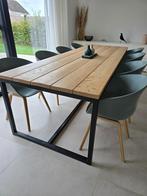 Luxe gelakte steigerhouten tafel 280 x 100 met stalen frame, Ophalen, 100 tot 150 cm, 200 cm of meer, Zo goed als nieuw