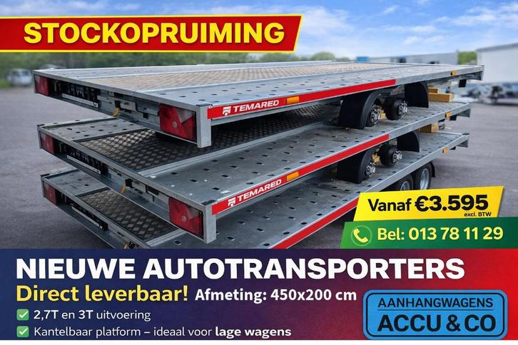 Temared Autotrailers – Kantelbaar – Stockopruiming!, Auto diversen, Aanhangers en Bagagewagens, Nieuw, Ophalen