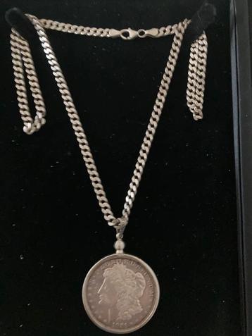 Mooie USA One dollar 1921,  ketting zilver  beschikbaar voor biedingen