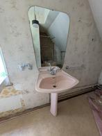 Vintage roze wasbak + accessoires, Ophalen, Gebruikt, Wastafel