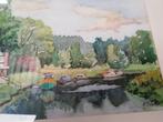 Aquarel: De Leie in Astene, Ophalen of Verzenden