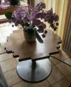 Authentieke  vintage salontafel massief eik rond, Moins de 50 cm, Rond, Chêne, Enlèvement