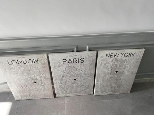 Canvas London-Paris-New York, Huis en Inrichting, Woonaccessoires | Wanddecoraties, Zo goed als nieuw, Ophalen