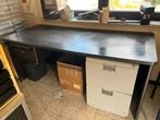 Zwarte bureau met één vast schuif en ladeblok, Ophalen, Gebruikt, Bureau