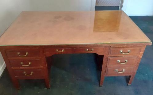 Bureau ancien, avec plateau en verre, Huis en Inrichting, Bureaus, Gebruikt, Bureau, Ophalen