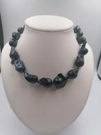 Collier de perles baroques noires d'eau douce., Avec pierre précieuse, Noir, Argent, Envoi