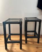 Bamboo / rotan bijzettafeltjes, Huis en Inrichting, Tafels | Bijzettafels, Ophalen, Gebruikt, Vierkant