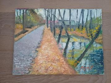 Schilderij M.VAN DEN BEMPT "Straatje te Wijnegem"  beschikbaar voor biedingen