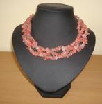 Collier van 3 rijen cherry quartz, Overige kleuren, Verzenden, Nieuw, Steen of Mineraal