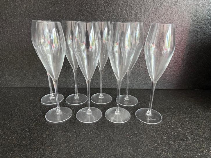 8 luxe champagneglazen Luigi Bormioli 25,5 cm hoog, Verzamelen, Glas en Drinkglazen, Nieuw, Overige typen, Ophalen