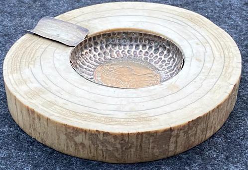 19e eeuwse asbak met Oostenrijkse sterling zilveren munt, Antiek en Kunst, Antiek | Zilver en Goud, Zilver, Ophalen of Verzenden