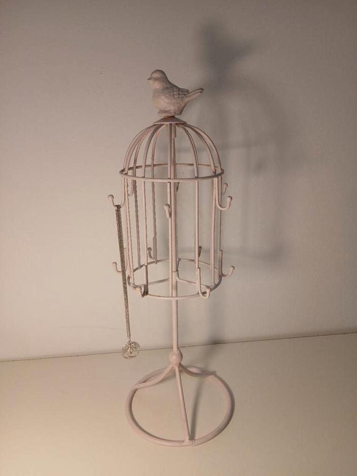 Juwelen houder, etalage, vogelkooi look, vogel licht roze, Huis en Inrichting, Woonaccessoires | Etagères, Zo goed als nieuw, Ophalen of Verzenden