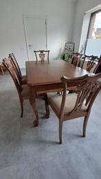 Antieke verlengbare eettafel (tot 14 personen) met 6 stoelen, Maison & Meubles, Salles à manger complètes, Enlèvement, Utilisé