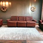 Vintage elementen zetel / canapé / sofa in cognac kleur, Ophalen of Verzenden