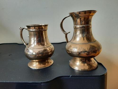 Fijn gesneden handgemaakte gele koperen kannen, Antiek en Kunst, Curiosa en Brocante, Ophalen of Verzenden