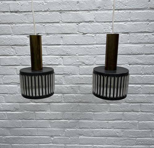 Twee vintage lampen Schmal & Schulz, Huis en Inrichting, Lampen | Hanglampen, Gebruikt, Minder dan 50 cm, Glas, Kunststof, Metaal
