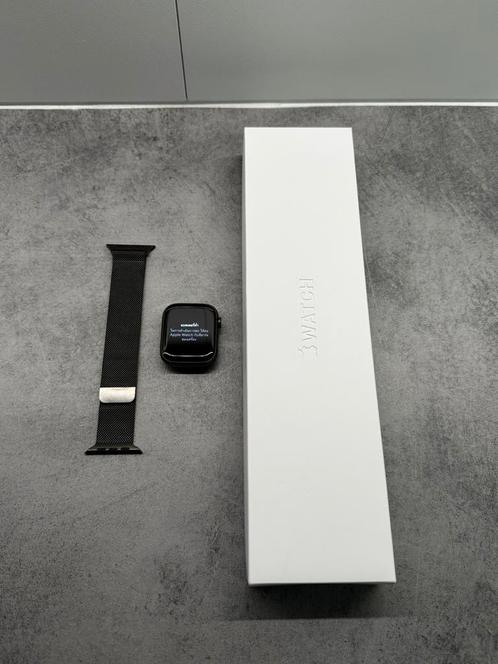 Apple Watch Series 7 Roestvrij staal grafiet 45 mm (2022), Handtassen en Accessoires, Smartwatches, Zo goed als nieuw, iOS, Zwart