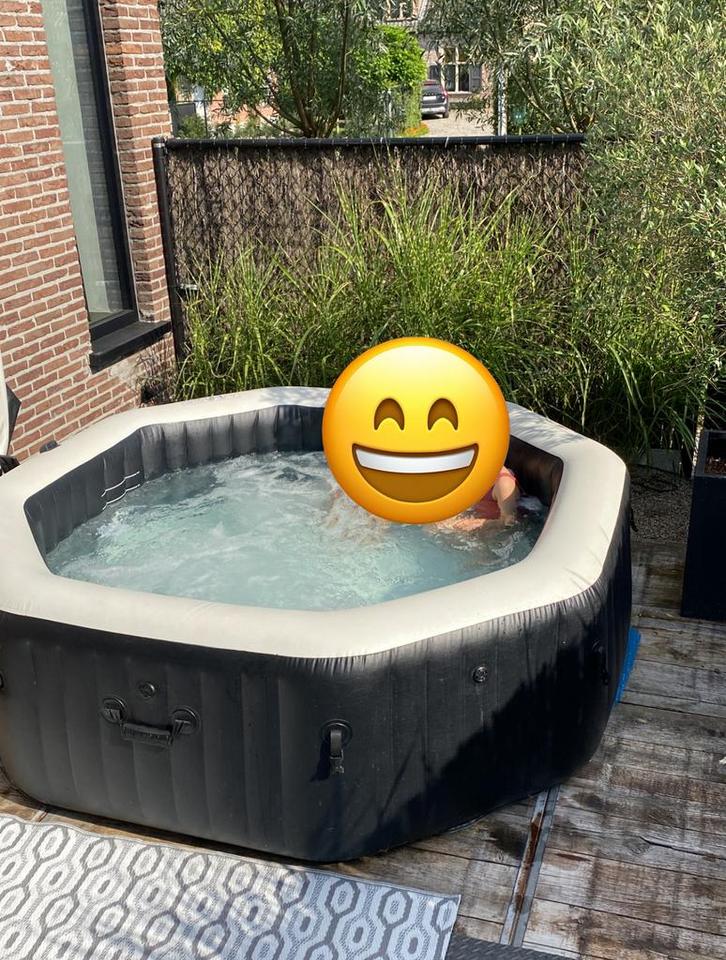 Intex spa 6 personen, Tuin en Terras, Bubbelbaden en Hottubs, Gebruikt, Opblaasbaar, Afdekzeil, Grondzeil, Filter, Pomp, Ophalen
