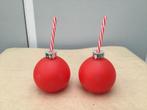 Deux verres à boire en forme de boule de Noël avec paille, Enlèvement ou Envoi, Neuf, Autres types