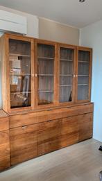 Vitrinekast in teak, Teck, 25 à 50 cm, 200 cm ou plus, Avec tablette(s)