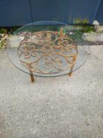 Ronde smeedijzeren tafel met glazen blad – Ø100 cm, Ophalen, Glas