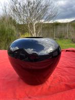 Vaas zwart blinkend diameter 24/7 cm hoogte 20 cm, Ophalen, Gebruikt, Zwart, Glas
