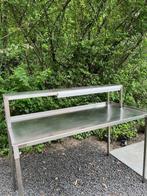 Inox werktafel + inox opzettafel, Zakelijke goederen, Horeca | Keukenapparatuur, Ophalen, Gebruikt, Inox Meubilair