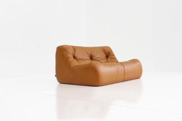 Cognac Leather Kali sofa by Michel Ducaroy for Ligne Roset