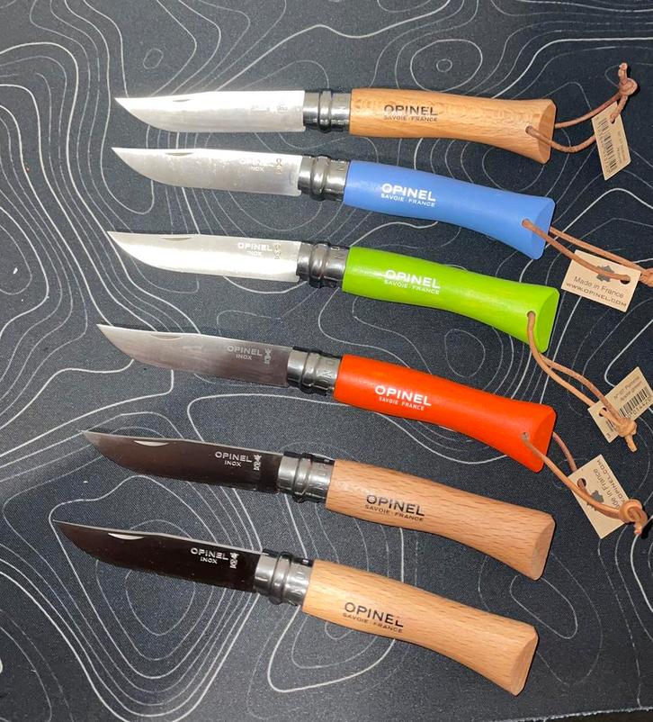 Set van 8 toeklapbare zakmessen (Opinel, Browning, EF) nieuw, Caravans en Kamperen, Kampeergereedschap, Zo goed als nieuw, Ophalen of Verzenden
